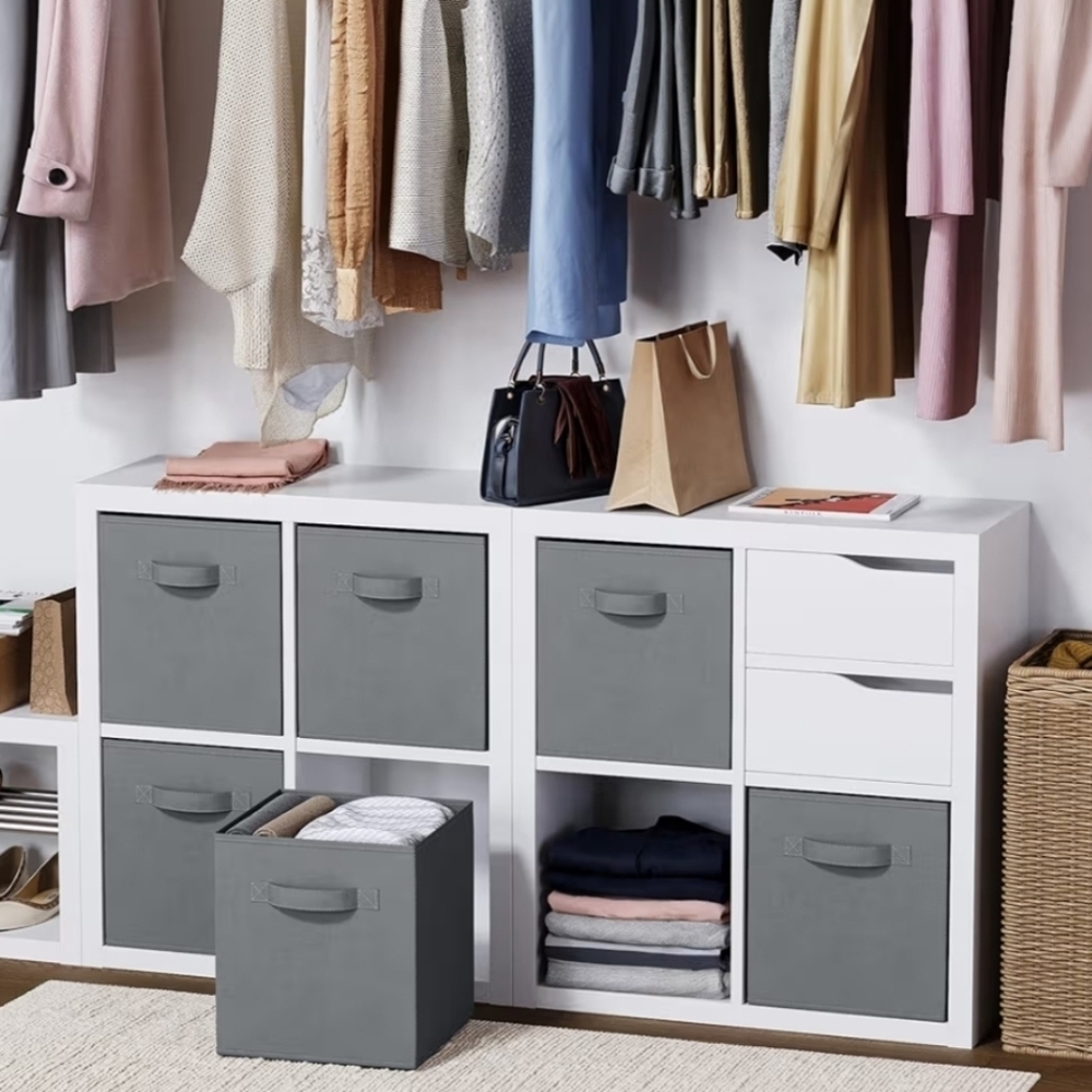 🔸️Gray Canvas Dual Handle Collapsible Storage Bin Set of 4